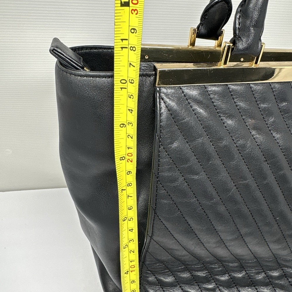 Michael Kors Black Chevron Quilted Leather Tote Satchel Gold Hardware Large - Picture 10 of 12